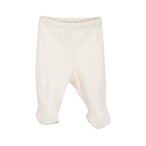 pantalon aux pieds bébé en coton biologique par Serendipity Organics, couleur pointelle