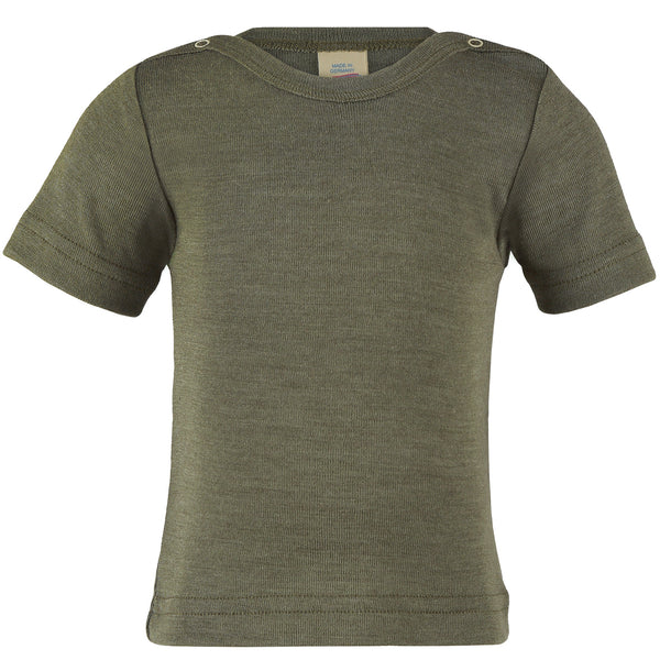 Organic Wool & Silk T-Shirt - Olive - 0m-2y