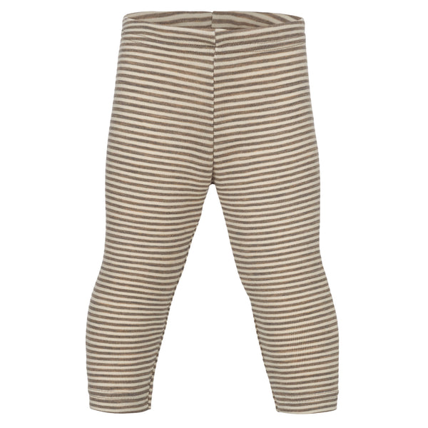leggings bébé en 100% laine mérinos biologique par Engel natur, couleur noyer rayée, organic wool baby leggings striped