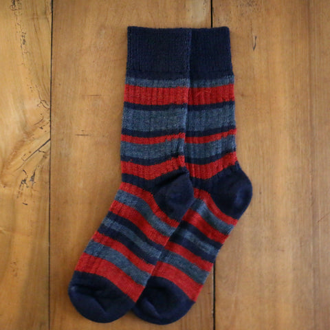 chaussettes adultes rayées en laine biologique par Hirsch, taille 36/37 44/46