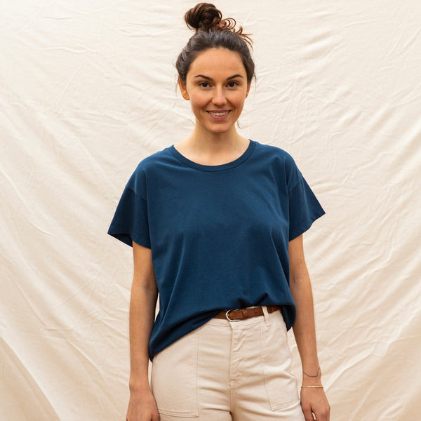 t-shirt femme en coton biologique par Matona, T-shirt jesse organic cotton indigio