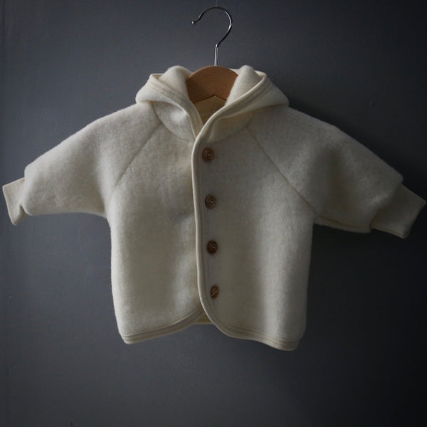 Soft Merino Wool Fleece Jacket - Cinnamon Mélange - 0m-2y