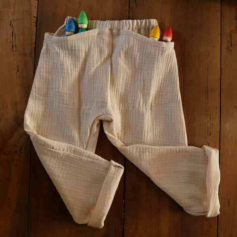 Pantalon enfant en 100% coton biologique par Siebenklein, coton muslin bio pantalon pour enfant