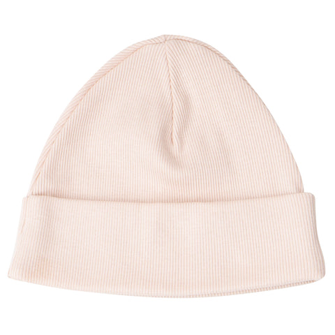 bonnet bébé en coton biologique par Minimalisma, design nordic, cotton rib poudre