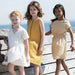 robe de plage enfant en coton biologique, Serendipity Organics, robe enfants jaune rayée