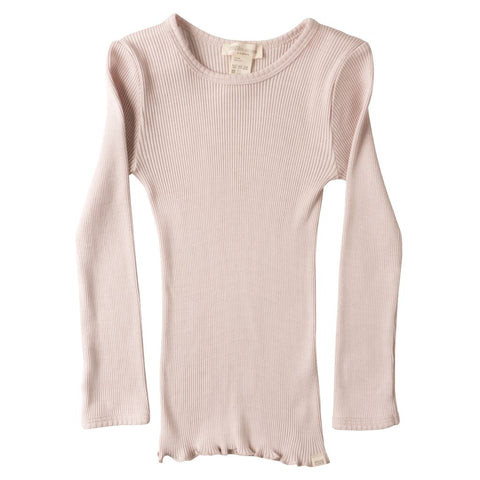 t-shirt couleur rose avec manches longues enfant en coton et soie par Minimalisma, sweet rose chez Arbre Bleu