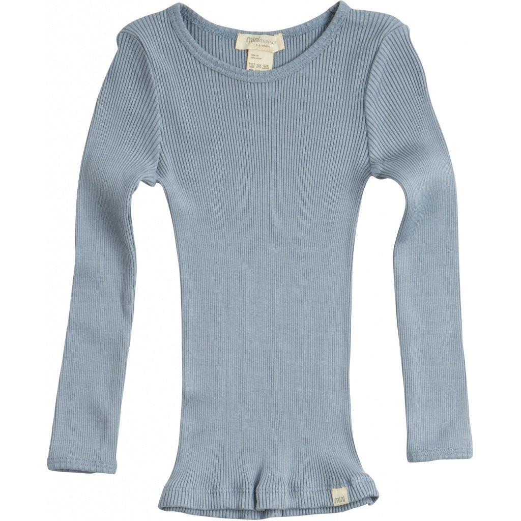 t-shirt avec manches longues enfant en coton et soie par Minimalisma, clear blue chez Arbre Bleu