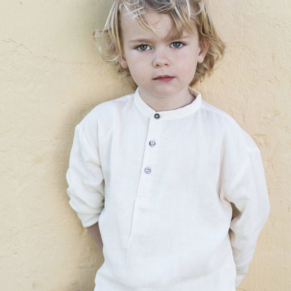 chemise enfants en coton biologique, chemise enfants blanc en coton bio, Serendipity Organics