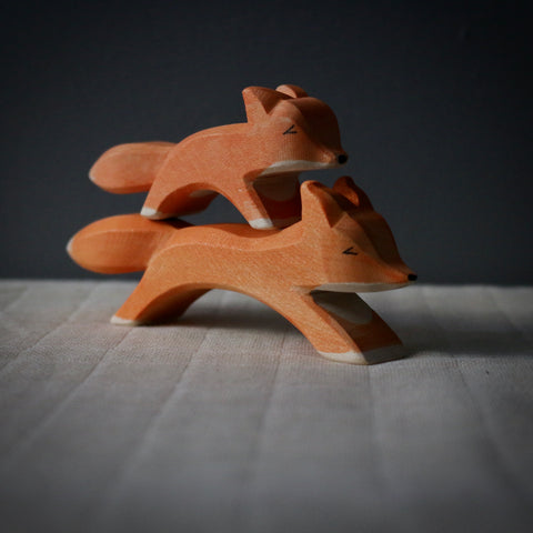 petit renard en bois, Ostheimer animaux en bois naturel, jouet en bois pour enfants, renard petit