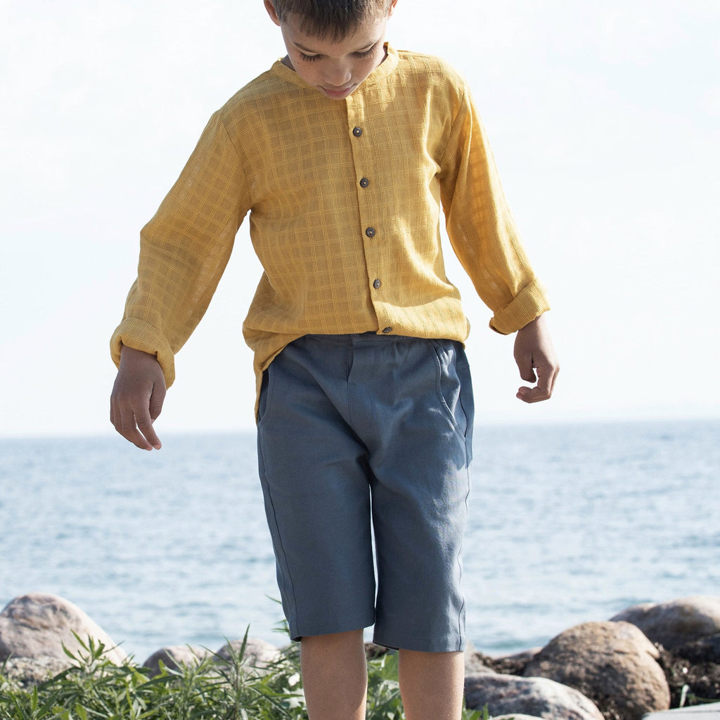 short enfants on serge de coton, short en coton biologique, Serendipity Organics, organic twill cotton shorts