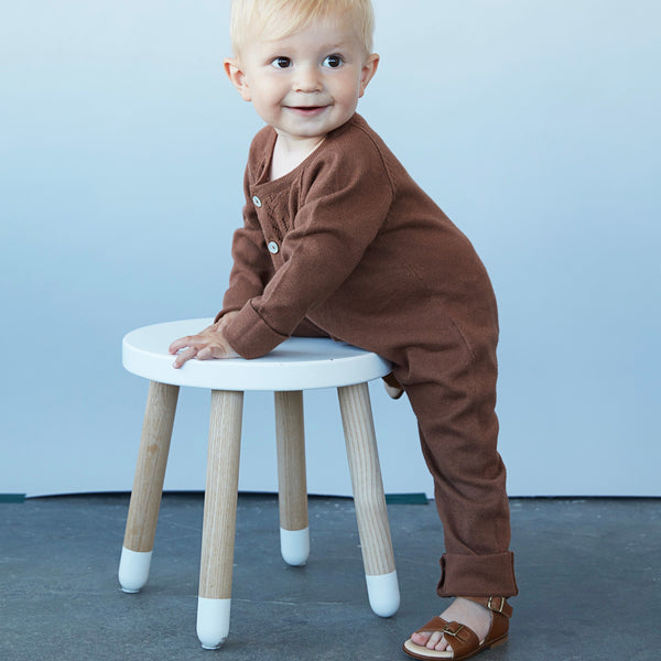 combinaison bébé avec dentelle en coton et alpaca, As we grow, slow fashion, vêtements bébés durable et equitable
