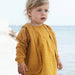 robe bébé en coton bio tissé, trés jolie robe en coton biologique jaune, Serendipity organics