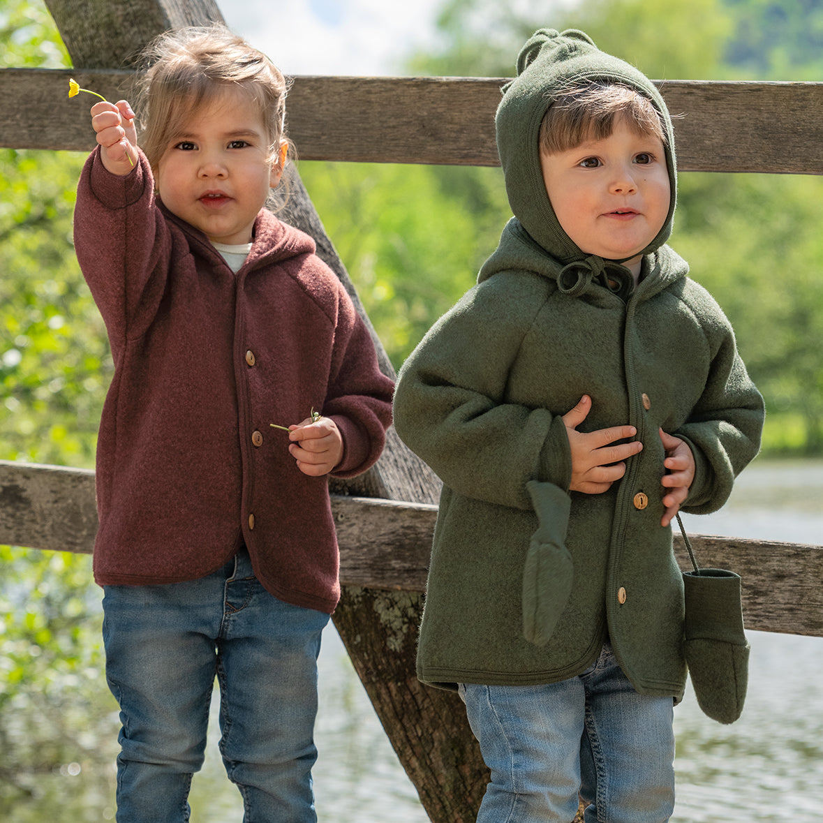 Soft Merino Wool Fleece Jacket Cinnamon Mélange 0m-2y