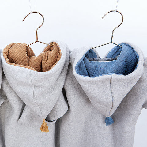 veste en coton polair biologique pour enfants et bébés, Kitz Heimat, gris et moutarde