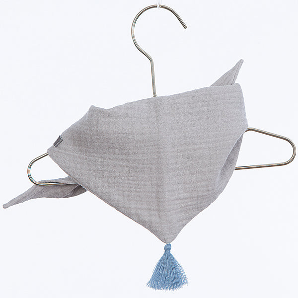 Cotton Muslin Triangular Scarf - Grey/Denim - One Size