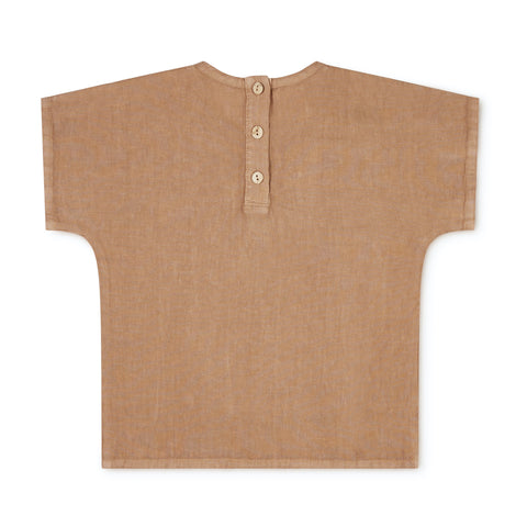 t-shirt en 100% lin pour enfant par Matona, couleur tan, vêtements enfant naturelle et durable