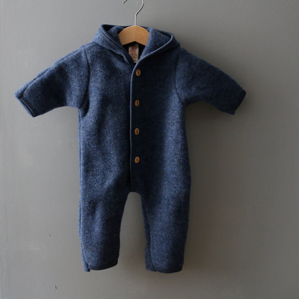 laine polaire bio, combinaison bébés en laine merinos equitable biologique durable, Engel Natur, marine bleu